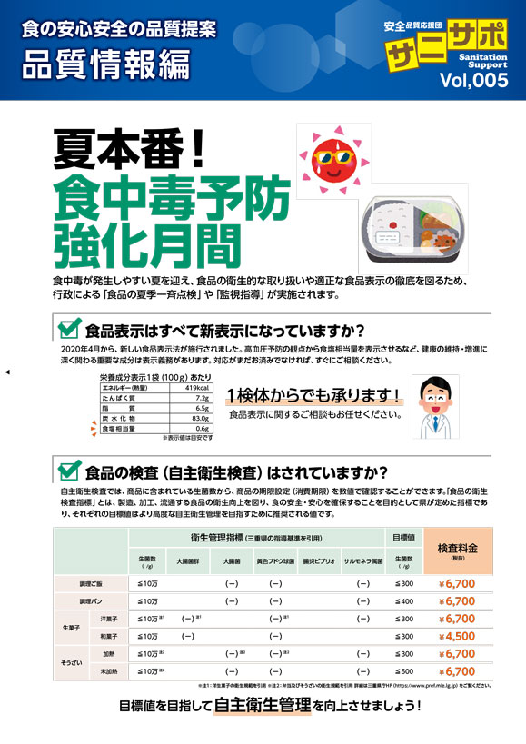 夏本番！食中毒予防強化月間